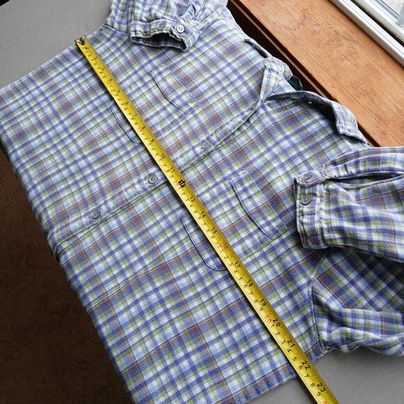 Woolrich Multi Flannel Blouse L purple green white plaid checks LS vtg Y2K warm - Picture 10 of 13